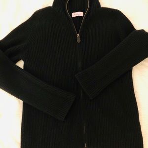 Cashmere Hand Knit Zip Cardigan Sweater